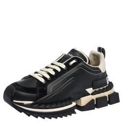 مملوكة مسبقًا حذاء رياضي دولتشي أند غابانا "سوبر كينج" بنعل سميك جلد أسود ذو لونين مقاس 43