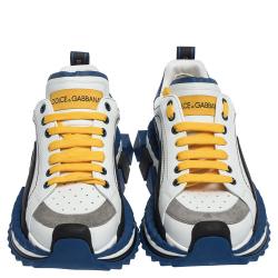 Dolce & Gabbana White/Blue Leather Super King Platform Sneakers Size 44