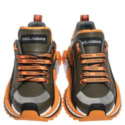 Dolce & Gabbana Green/Orange Leather Super King Platform Sneakers Size 41.5