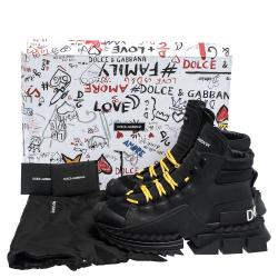 Pre Owned Dolce & Gabbana Black Leather Super King High-Top Sneakers Size 44