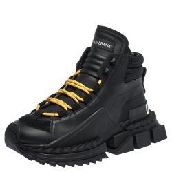 Pre Owned Dolce & Gabbana Black Leather Super King High-Top Sneakers Size 42.5