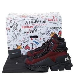 مملوكة مسبقًا حذاء رياضي دولتشي أند غابانا سوبر كينغ سبليت غرين جلد عنابي بعنق مرتفع مقاس 43