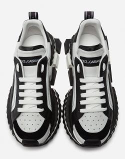 Pre Owned Dolce & Gabbana Black/White Leather Super King Platform Sneakers Size 42