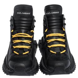 Pre Owned Dolce & Gabbana Black Leather Super King High-Top Sneakers Size 44