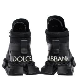 Pre Owned Dolce & Gabbana Black Leather Super King High-Top Sneakers Size 44