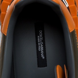 مملوكة مسبقًا Dolce & Gabbana Green/Orange Leather Super King Platform Low Top Sneakers Size 41