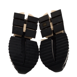 مملوكة مسبقًا Dolce & Gabbana Black Two-Tone Leather Super King Platform Low Top Sneakers Size 43