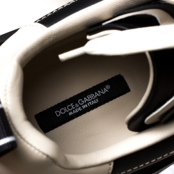 مملوكة مسبقًا Dolce & Gabbana Black Two-Tone Leather Super King Platform Low Top Sneakers Size 43