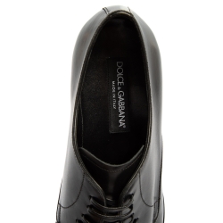 مملوكة مسبقًا Dolce & Gabbana Black Leather Lace Up Derby Size 42