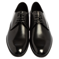 مملوكة مسبقًا Dolce & Gabbana Black Leather Lace Up Derby Size 42