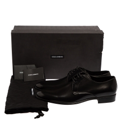 مملوكة مسبقًا Dolce & Gabbana Black Leather Lace Up Derby Size 42