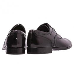 Pre Owned حذاء دولتشي أند غابانا أوكسفورد جلد أسود لامع مقاس 42