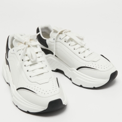 Pre Owned Dolce & Gabbana Black/White Leather Daymaster Sneakers Size 41.5