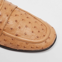 Pre Owned Dolce & Gabbana Beige Ostrich Slip On Loafers Size 44