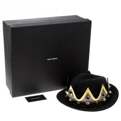 Dolce and Gabbana Grey Wool Crown Base Fedora Hat Size 57