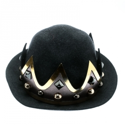 Pre Owned Dolce and Gabbana Grey Wool Crown Base Fedora Hat Size 59