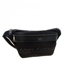 Dolce and Gabbana Black Nylon and Leather Belt Bag