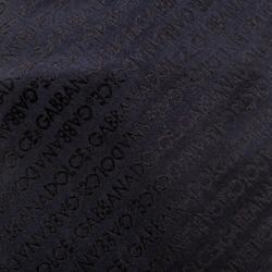 Dolce and Gabbana Navy Blue Logo Pattern Jacquard Silk Tie
