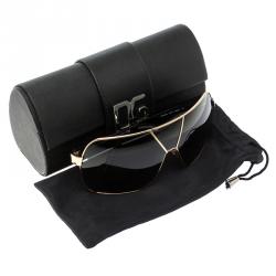 Dolce and Gabbana Black/Gold DG 2006 Oversized Sunglasses 