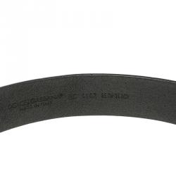 مملوكة مسبقًا Dolce and Gabbana Black Leather Crown Buckle Belt 85 CM