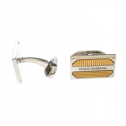 Dolce and Gabbana Textured Two Tone Metal Rectangular Cufflinks 