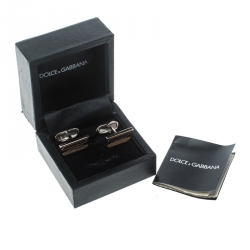 Dolce and Gabbana Textured Two Tone Metal Rectangular Cufflinks 