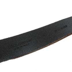 Pre Owned Dolce & Gabbana Beige Leather Logo Plaque Belt 100cm