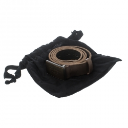 Pre Owned Dolce & Gabbana Beige Leather Logo Plaque Belt 100cm