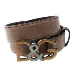Pre Owned حزام دولتشي أند غابانا إبزيم D&G جلد بني 110 سم