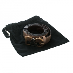 Pre Owned حزام دولتشي أند غابانا إبزيم D&G جلد بني 110 سم