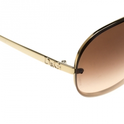 Pre Owned Dolce & Gabbana Gold/Brown Gradient DG6086 Aviator Sunglasses