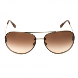 Pre Owned Dolce & Gabbana Gold/Brown Gradient DG6086 Aviator Sunglasses