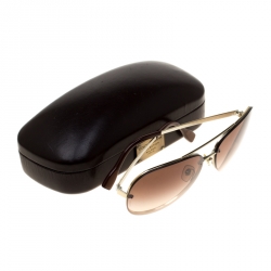 Pre Owned Dolce & Gabbana Gold/Brown Gradient DG6086 Aviator Sunglasses