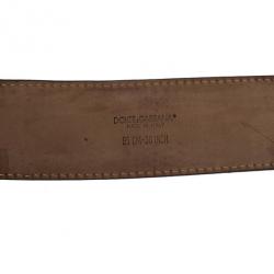 Pre Owned Dolce and Gabbana Black Patent Shield Buckle Belt 95 CM