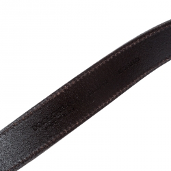 Pre Owned Dolce and Gabbana Dark Brown Leather Logo Buckle Belt 105 CM