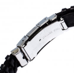 Pre Owned سوار دولتشي آند غابانا جلد أسود منقوش بلوحة L 