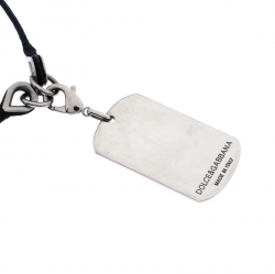Dolce & Gabbana Crystal Silver Tone Dog Tag PendantÂ 