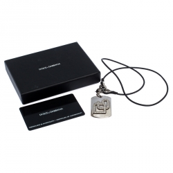 Dolce & Gabbana Crystal Silver Tone Dog Tag PendantÂ 