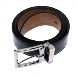 Pre Owned Dolce & Gabbana Black Leather Buckle Belt 100CM