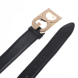 Pre Owned حزام دولتشي أند غابانا إبزيم شعار الماركة جلد أسود 100 سم