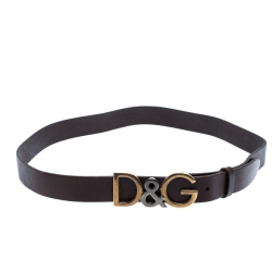 Dolce & Gabbana Brown Leather Logo Belt Size 100CM