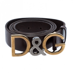 Dolce & Gabbana Brown Leather Logo Belt Size 100CM