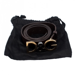 Dolce & Gabbana Brown Leather Logo Belt Size 100CM
