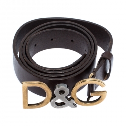 Dolce & Gabbana Brown Leather Logo Belt Size 100CM