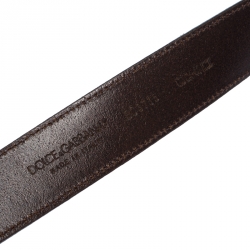Dolce & Gabbana Light Brown Leather Logo Belt Size 100CM