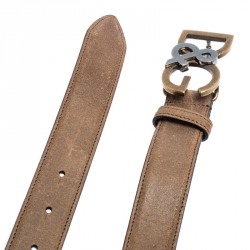Dolce & Gabbana Light Brown Leather Logo Belt Size 100CM