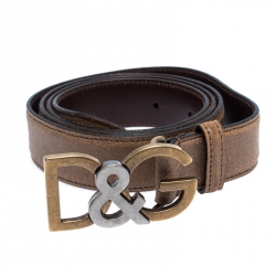 Dolce & Gabbana Light Brown Leather Logo Belt Size 100CM