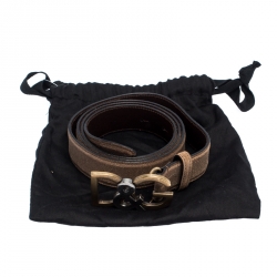 Dolce & Gabbana Light Brown Leather Logo Belt Size 100CM