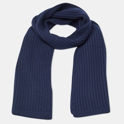 Pre Owned Dolce & Gabbana Navy Blue Rib Knit Muffler 