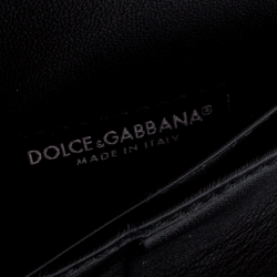 Pre Owned Dolce & Gabbana Black Leather and Croc Bifold Wallet